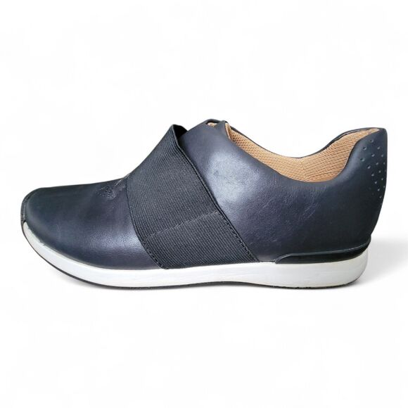 Vionic Codie Women's Leather Sneaker Slip On Black 8 Elastic Band Comfort Casual - Picture 6 of 9